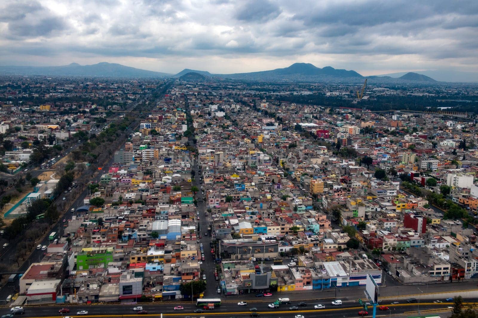 mexico city aerial view landscape from airplane