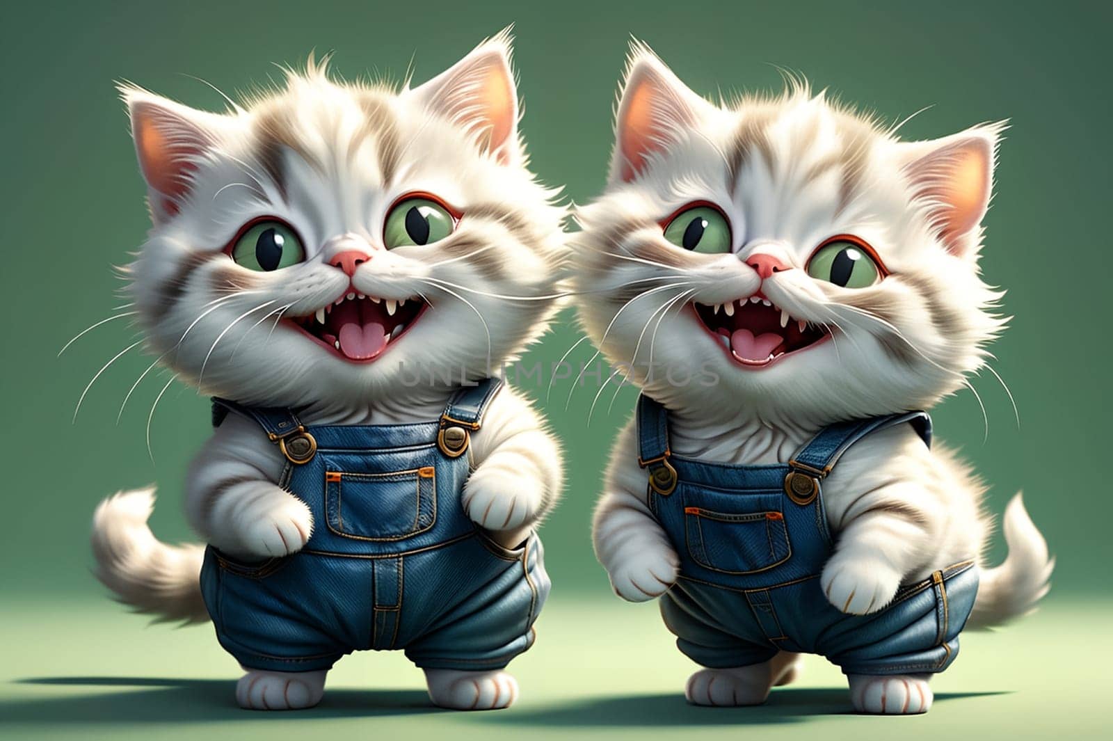 Cute funny cats rejoice and laugh. by Rawlik