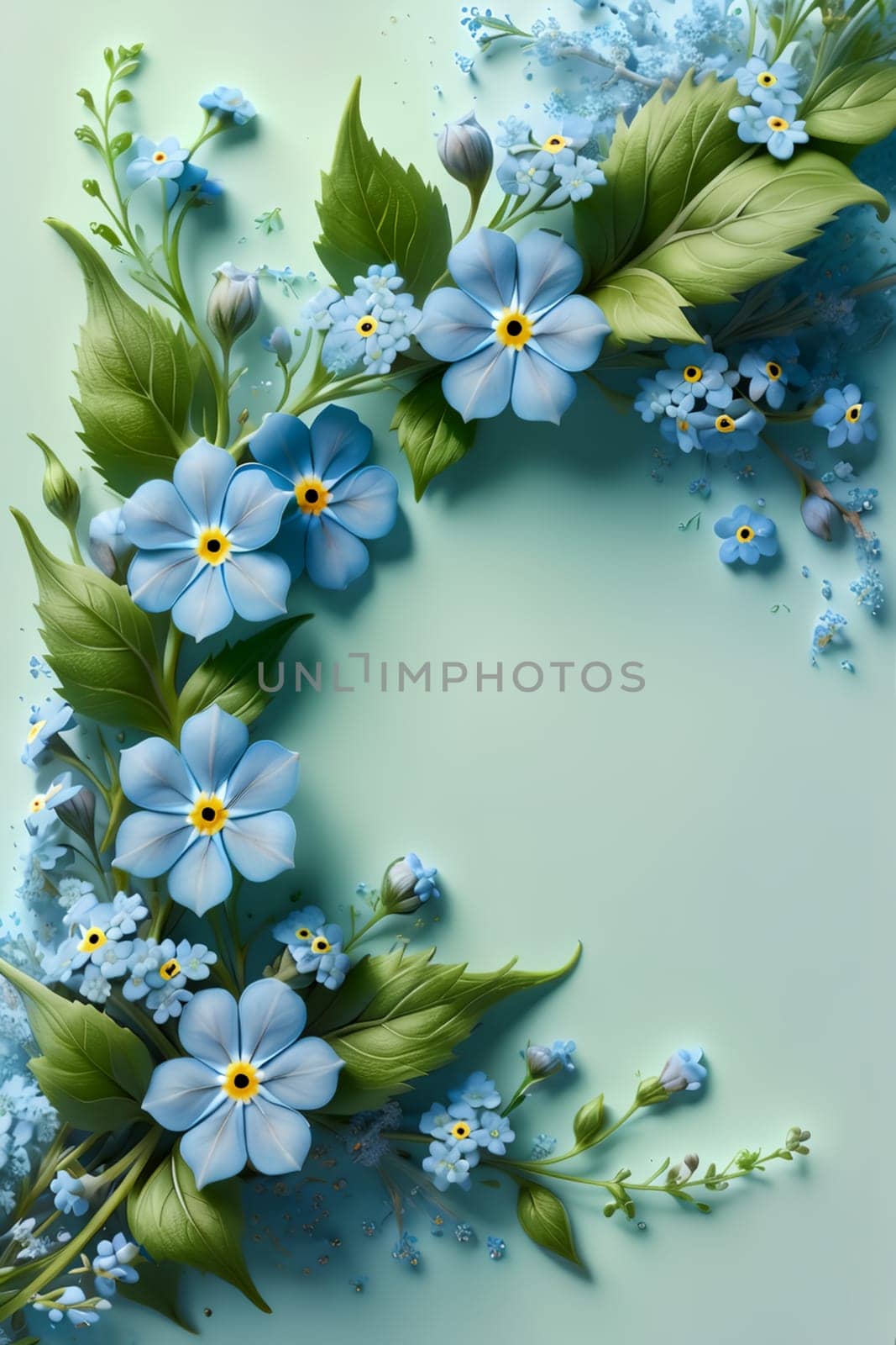 Bouquet of colorful bright flowers forget-me-not by Rawlik