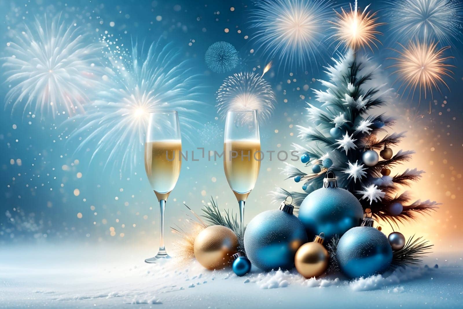 New Year greeting card with New Year balls .