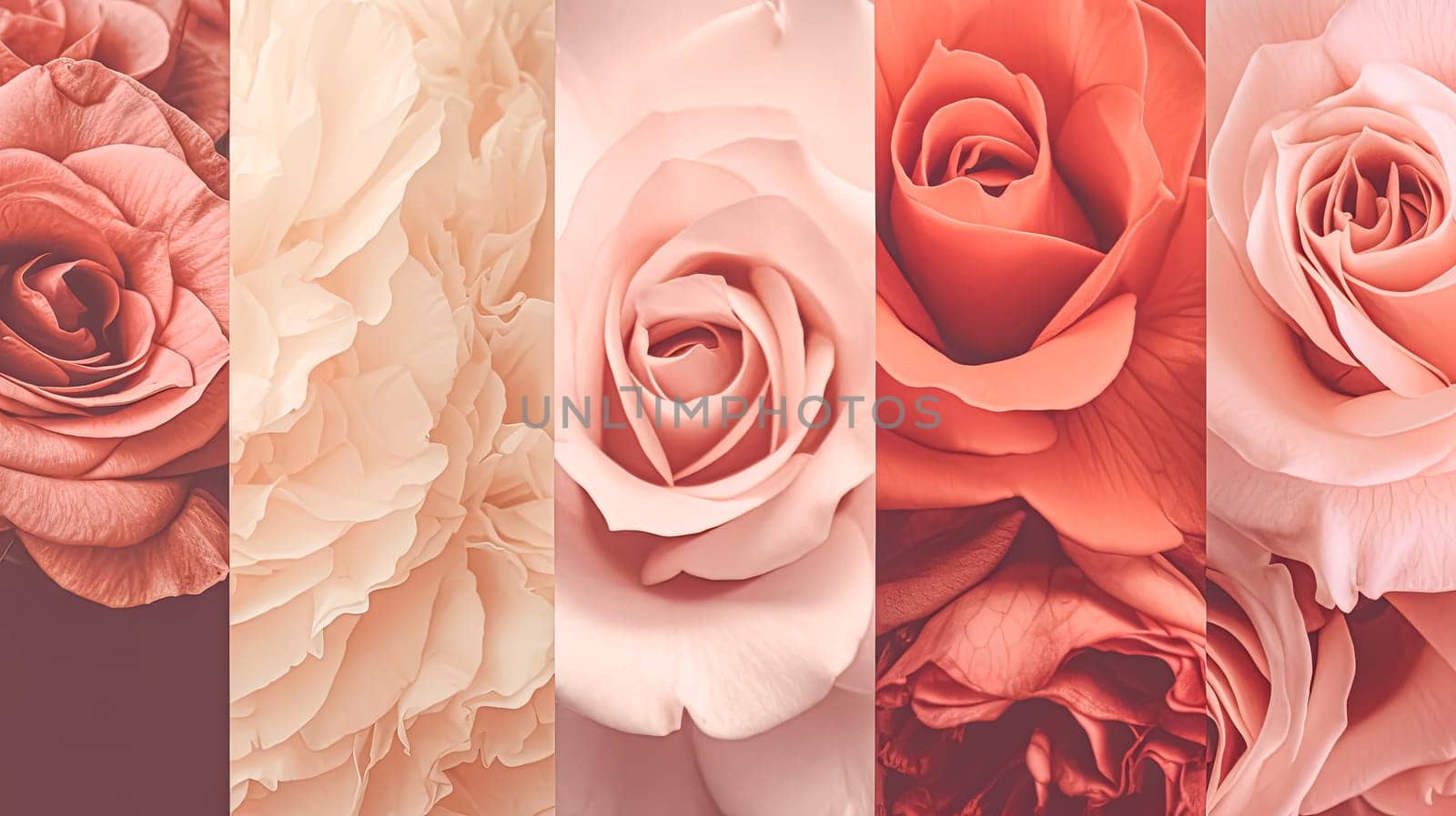 A row of pink roses with different shades of pink. Concept of beauty and elegance, as the roses are arranged in a visually pleasing manner. The varying shades of pink create a sense of depth