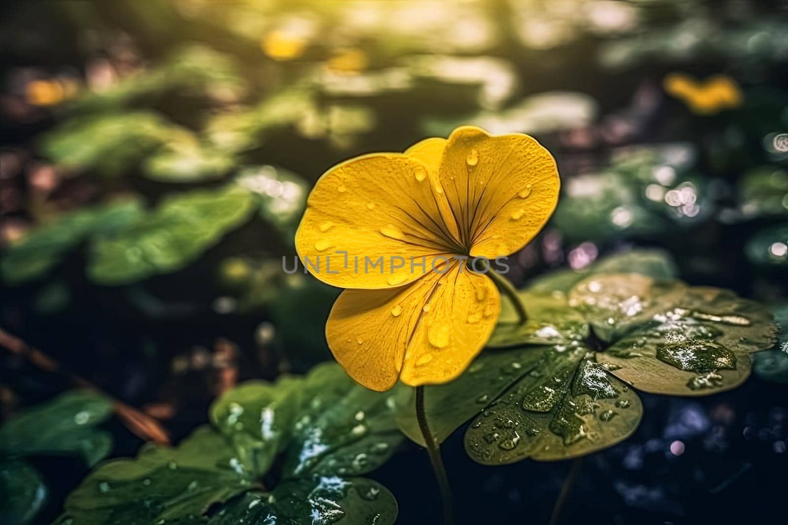 A yellow flower with a droplet of water on it. by Alla_Morozova93