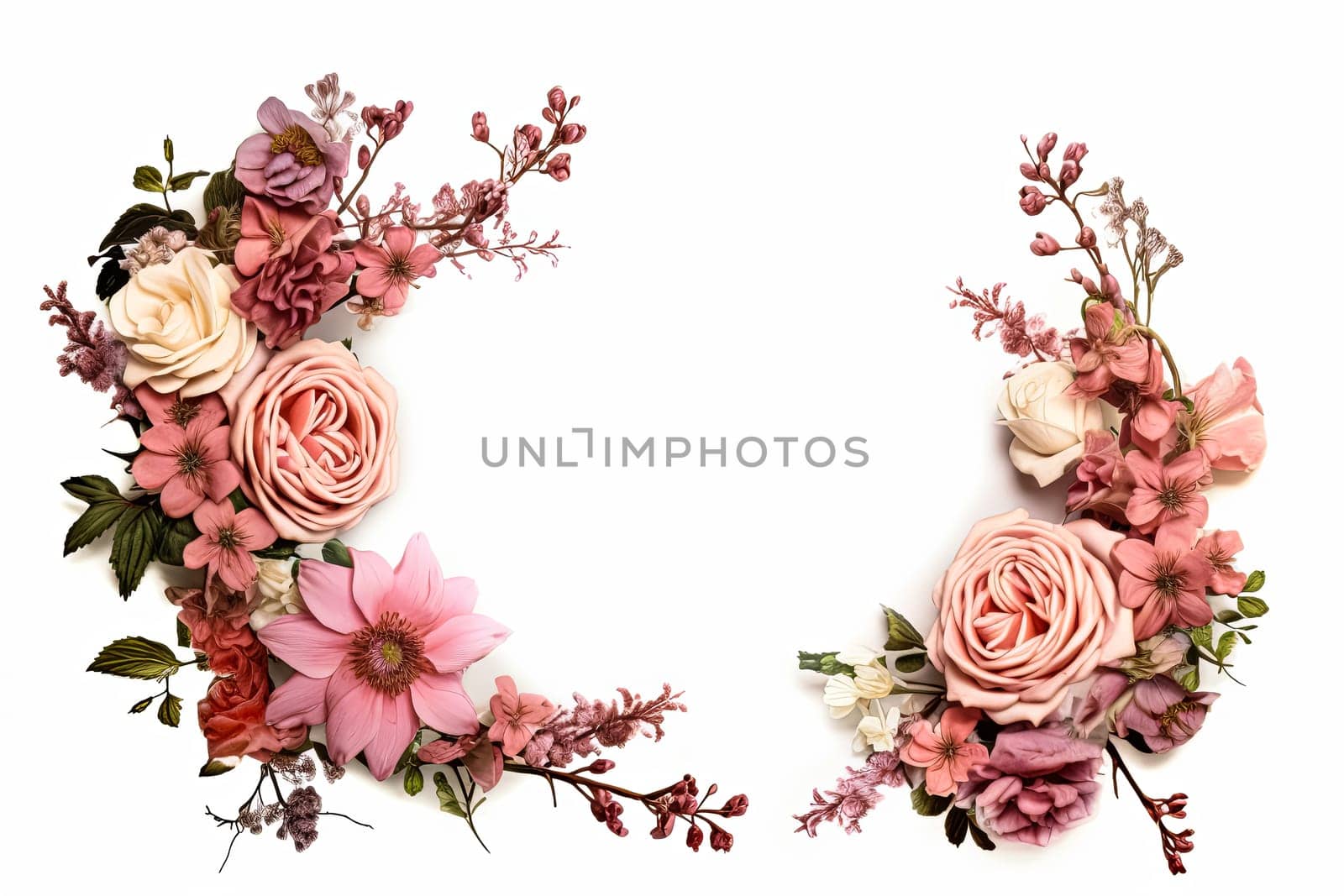 A flower arrangement with pink and white flowers. The flowers are arranged in a way that creates a sense of movement and flow. Scene is one of beauty and elegance