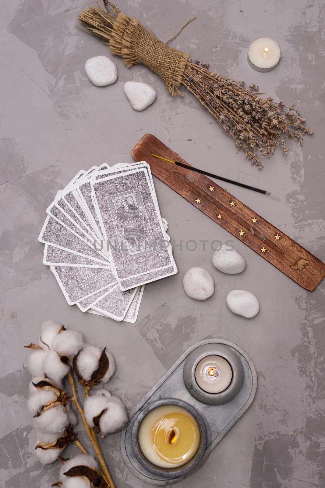 TVER, RUSSIA - FEBRUARY 18, 2024. Tarot cards, Tarot card divination, fortune telling. Occultism, esoteric education