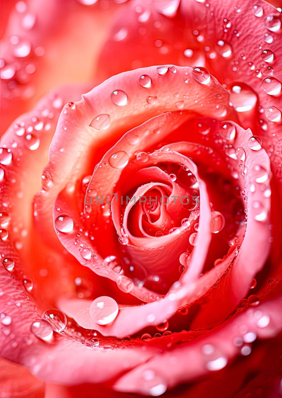 A close up of a red rose with water droplets on it. The droplets give the rose a fresh and vibrant appearance