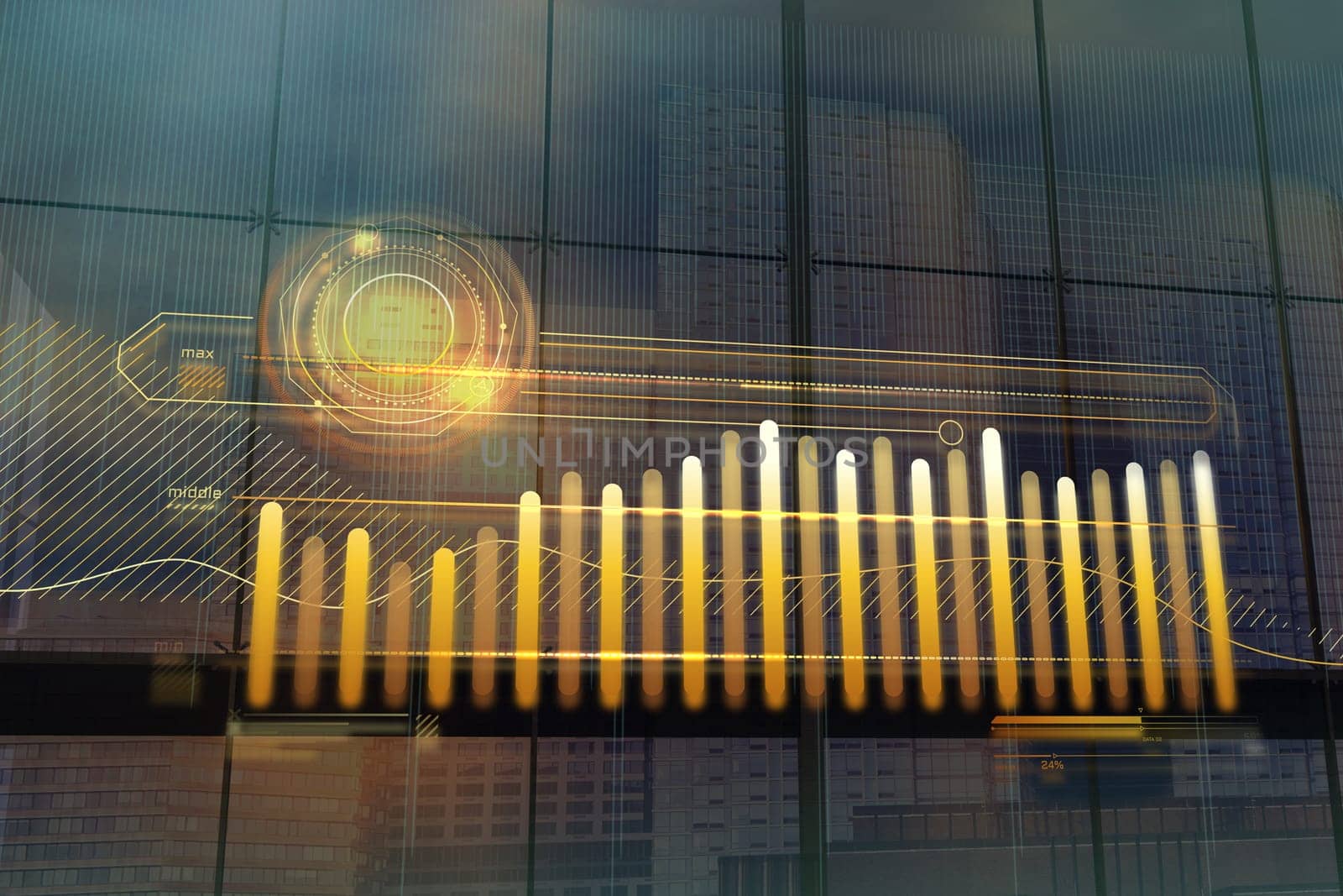 Business elements charts in gold. Finance Charts.