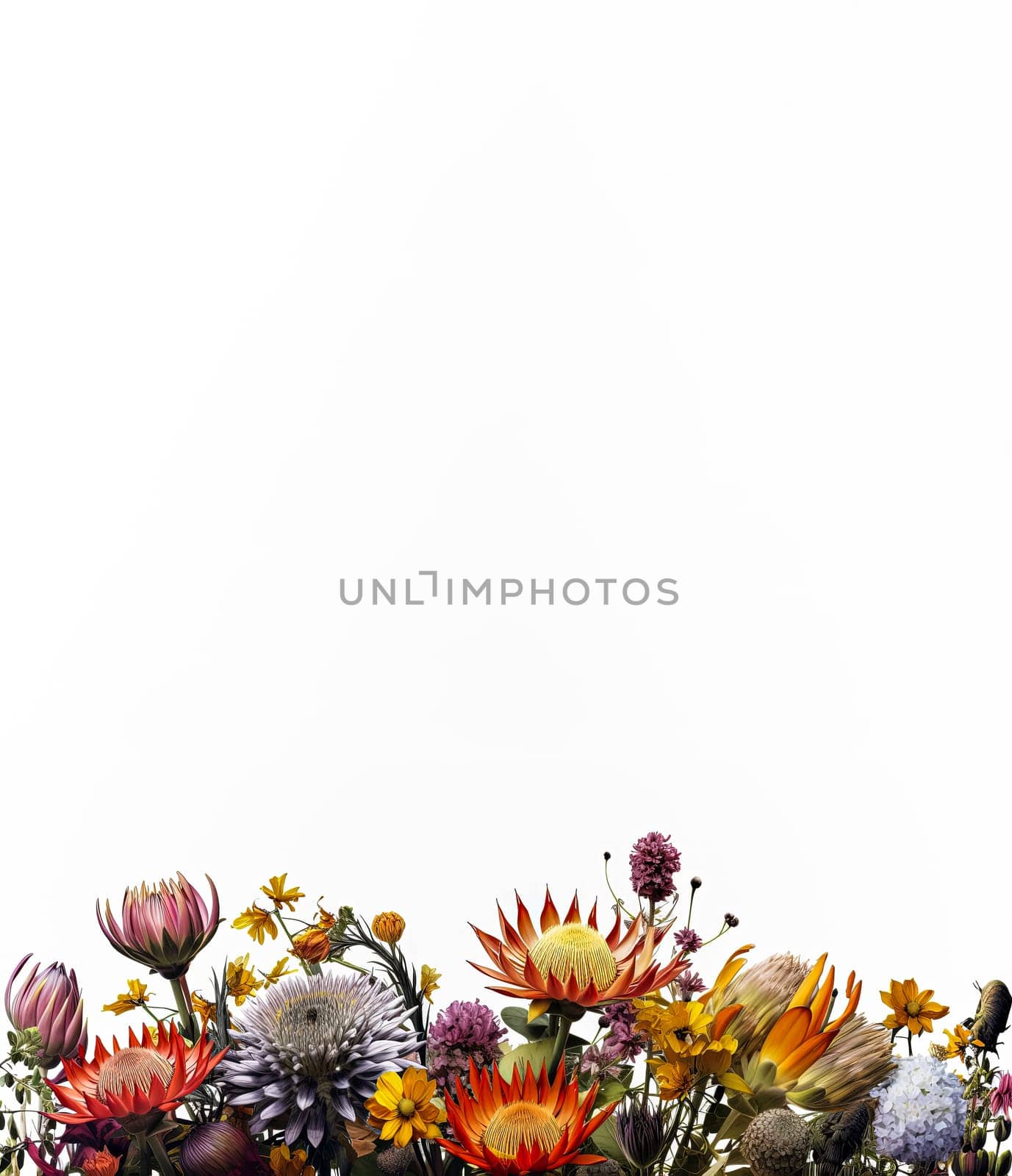 A field of yellow flowers with a white background. by Alla_Morozova93