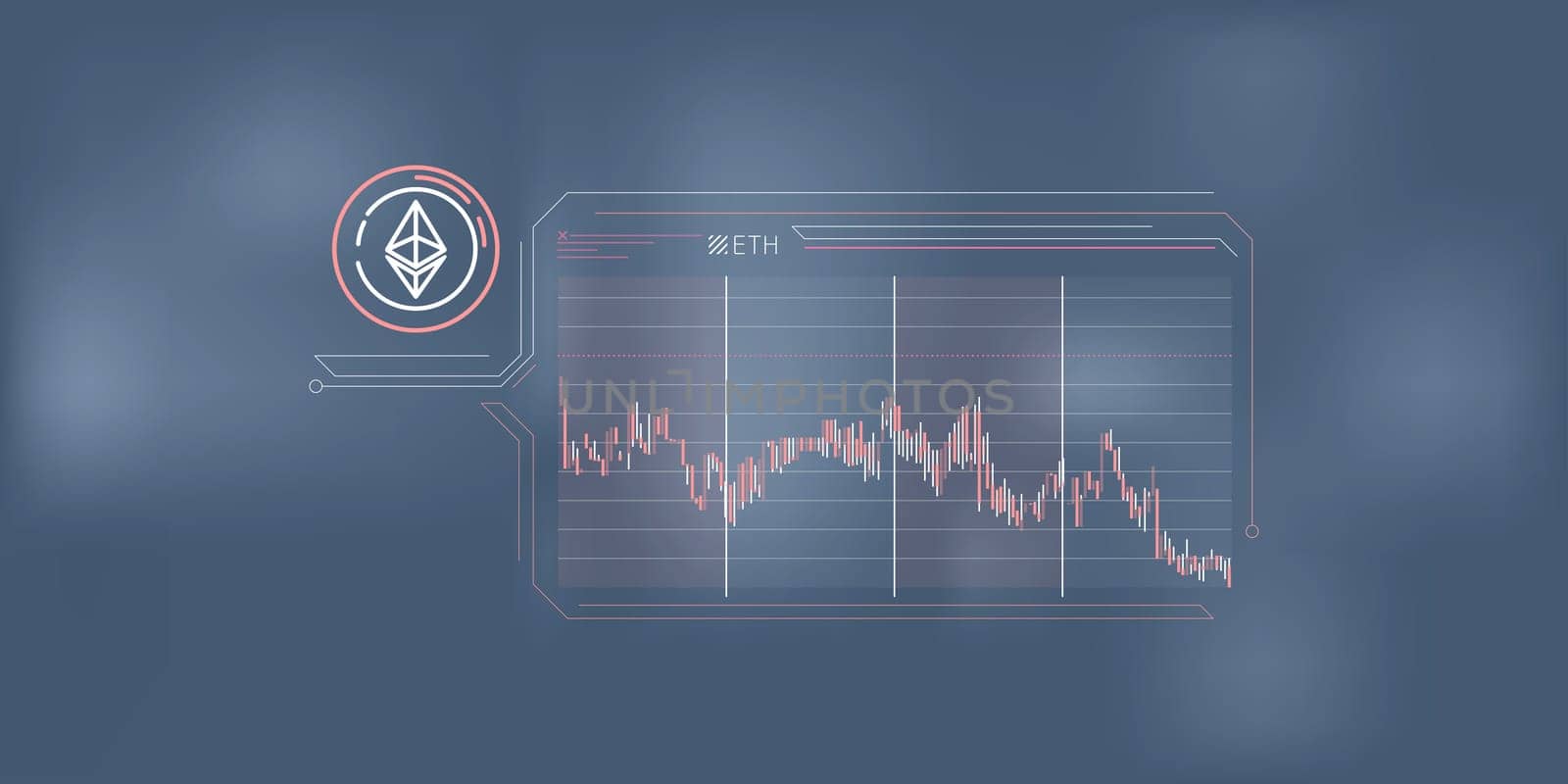 Abstract infographic of falling Ethereum exchange rate. by ConceptCafe