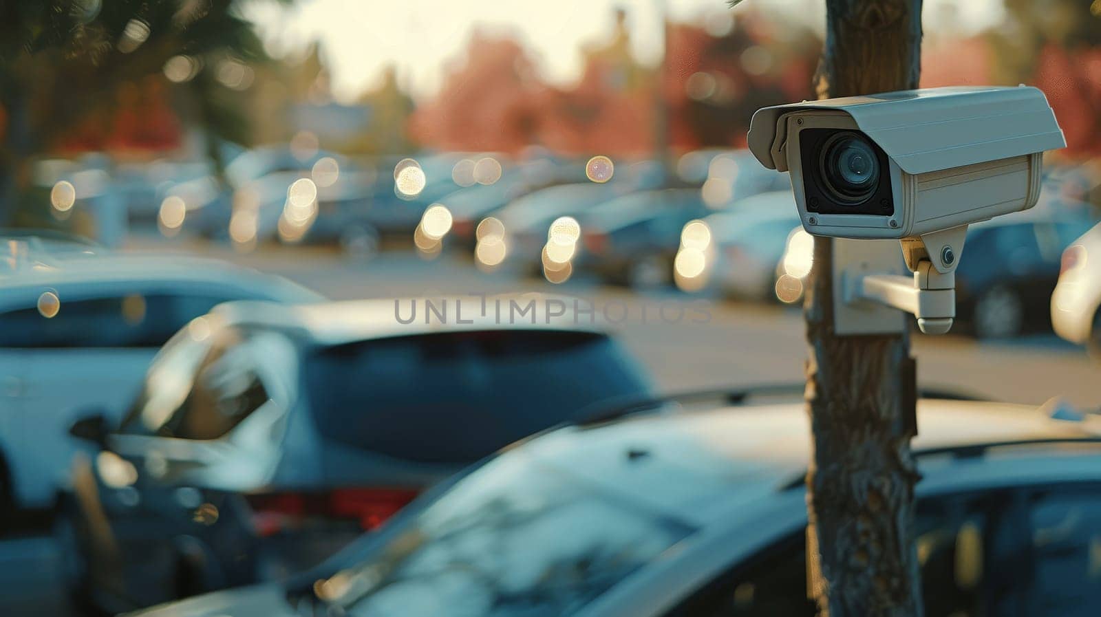 Closeup outdoor CCTV camera at a car parking lot, Security camera in car park by nijieimu