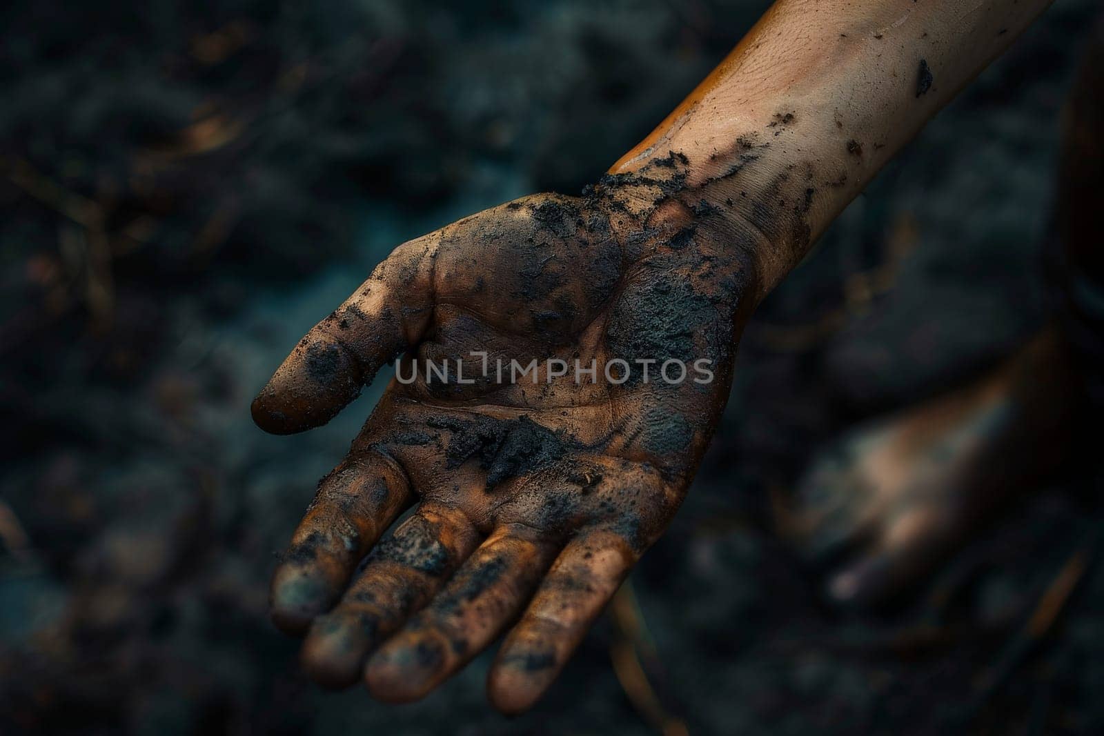 One hand open on abstract nature background, Empty open hand, content of hand.