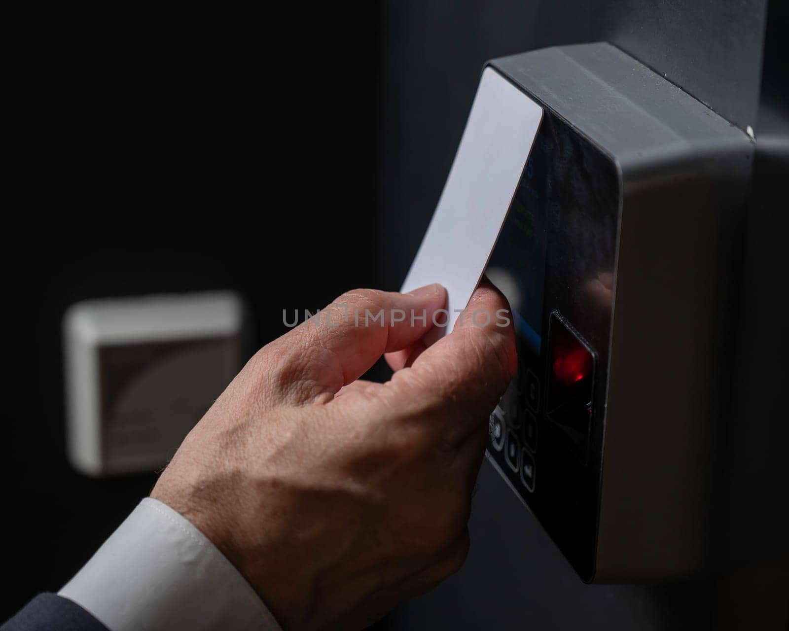 A man opens the door with a card. Modern electronic lock. Keyless Entry by mrwed54