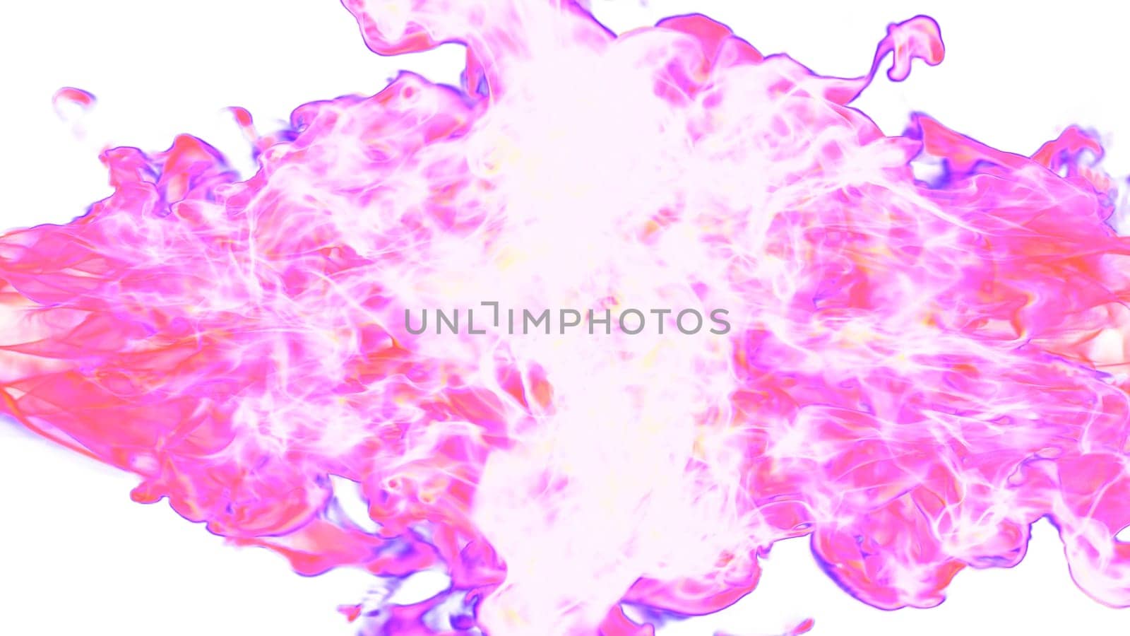3d illustration. Tongues of pink flame collide from opposite sides on a white background. by mrwed54