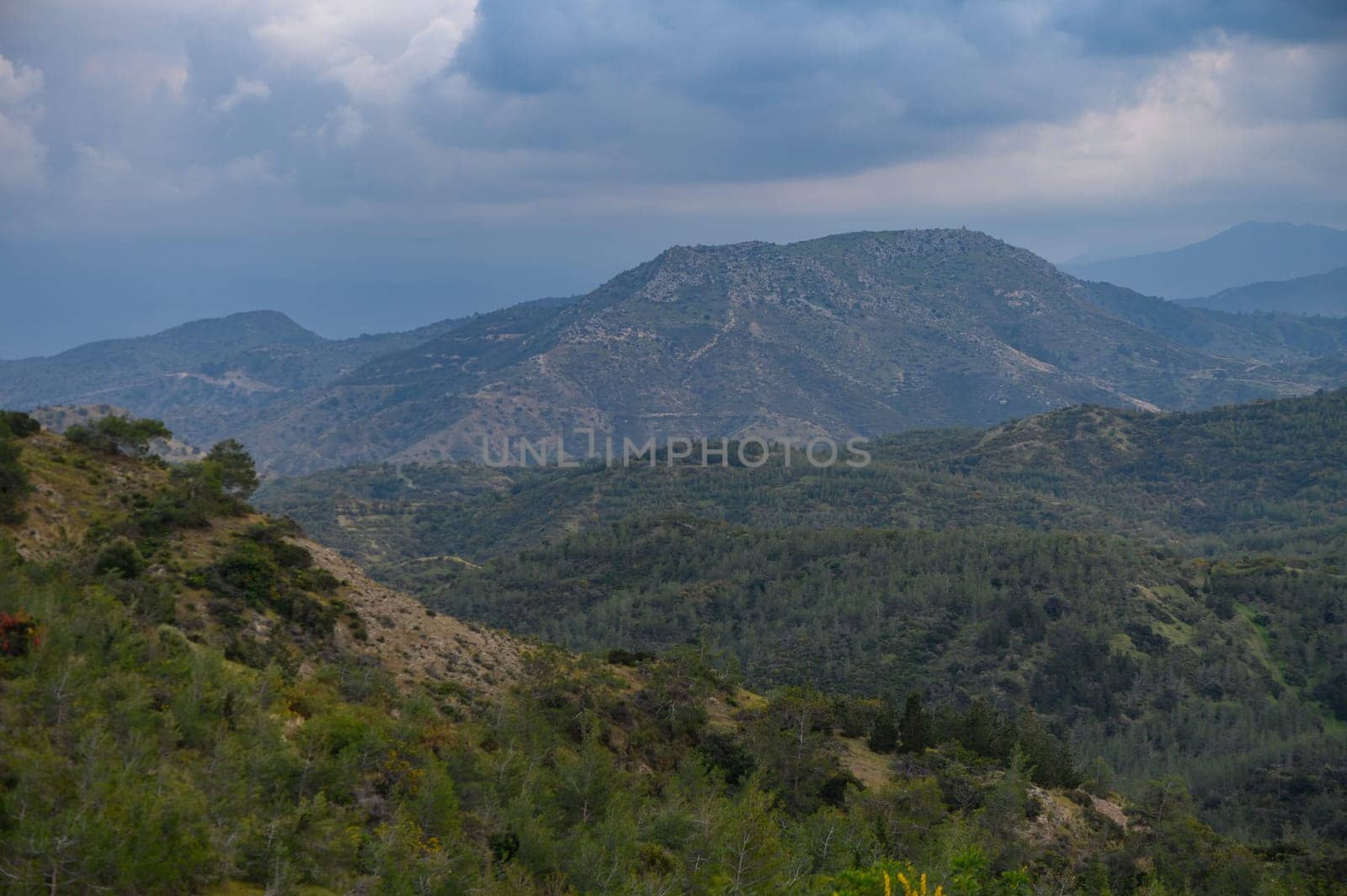 Troodos mountains Cyprus, aerial drone photo, picturesque place for hiking and cycling. natural beauty, 8