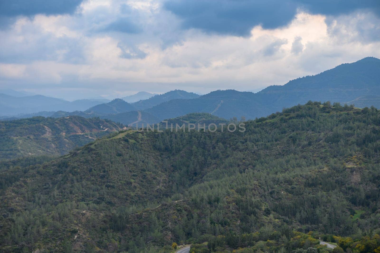 Troodos mountains Cyprus, aerial drone photo, picturesque place for hiking and cycling. natural beauty, 7