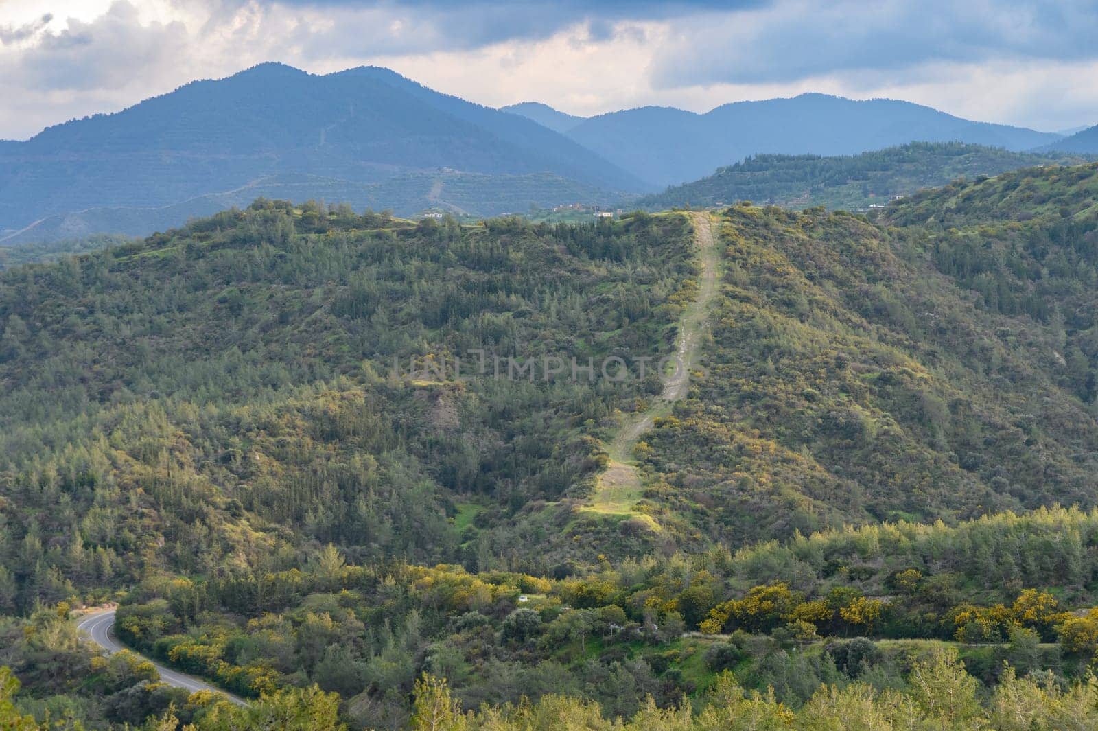 Troodos mountains Cyprus, aerial drone photo, picturesque place for hiking and cycling. natural beauty, 5