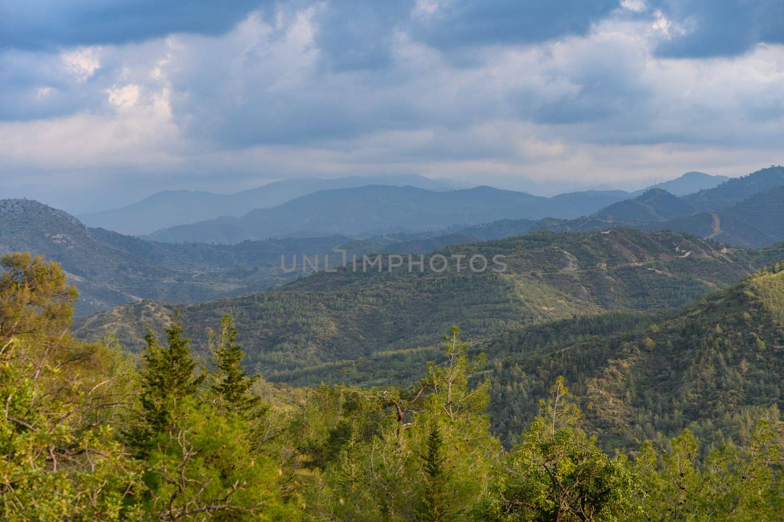 Panoramic top view of Troodos mountains range, Cyprus 6