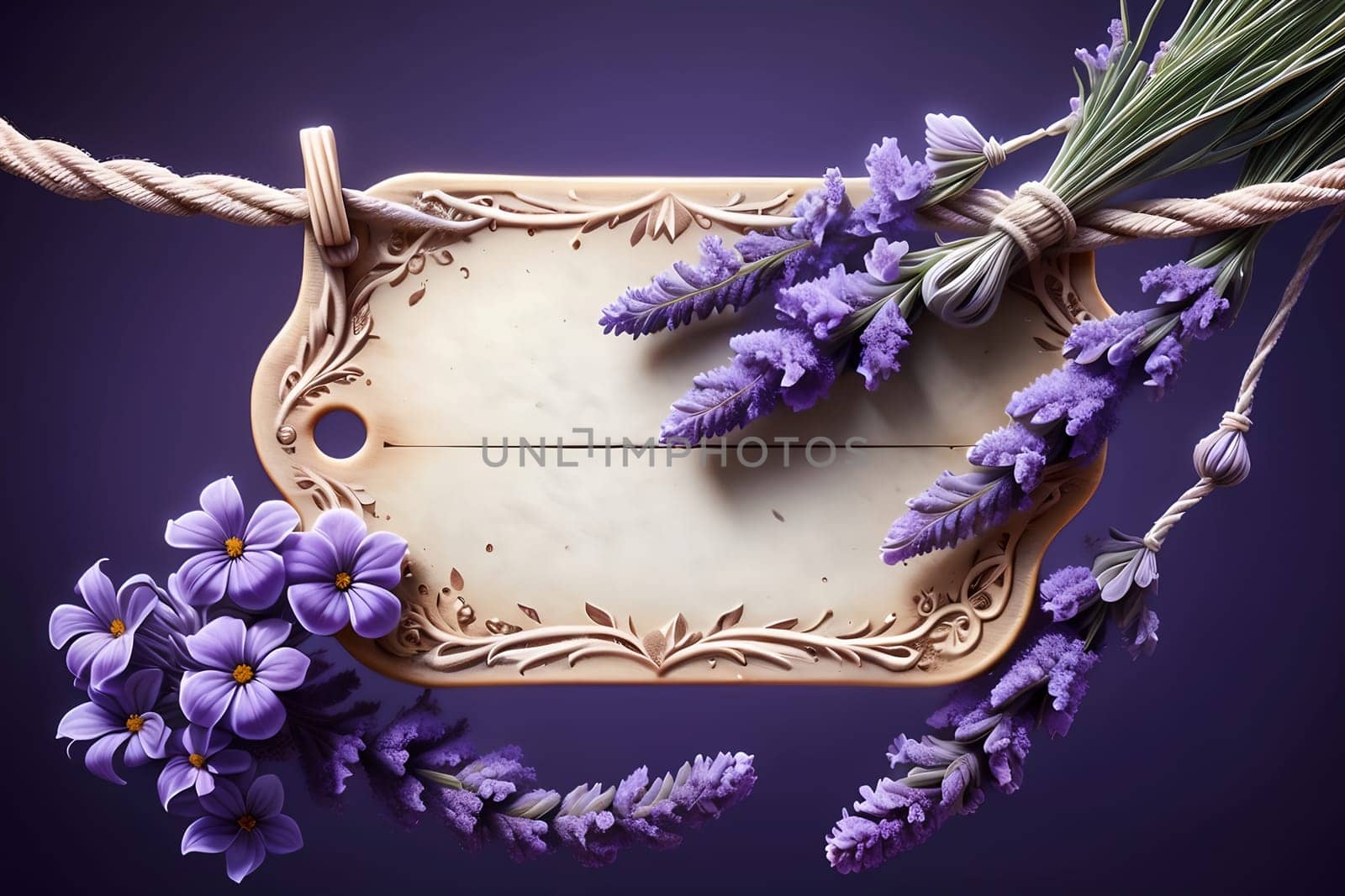 beautiful lavender flowers on abstract purple background