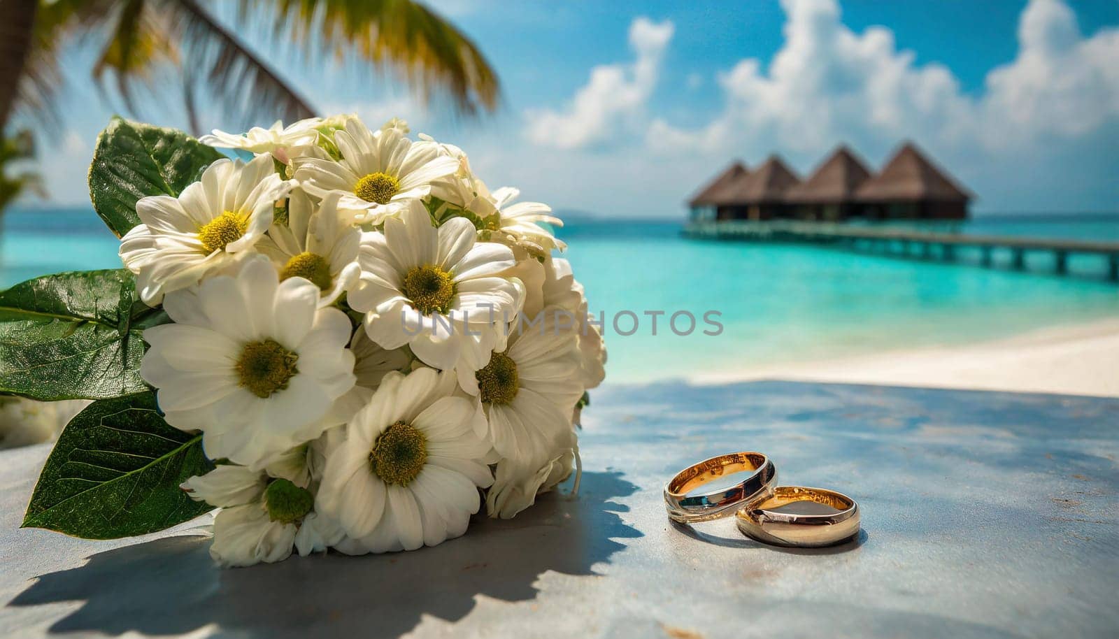 Tropical landscape, you can use it as a material for wedding design and romantic theme