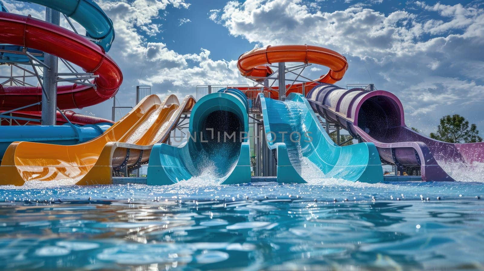 Water slides in the water park by natali_brill