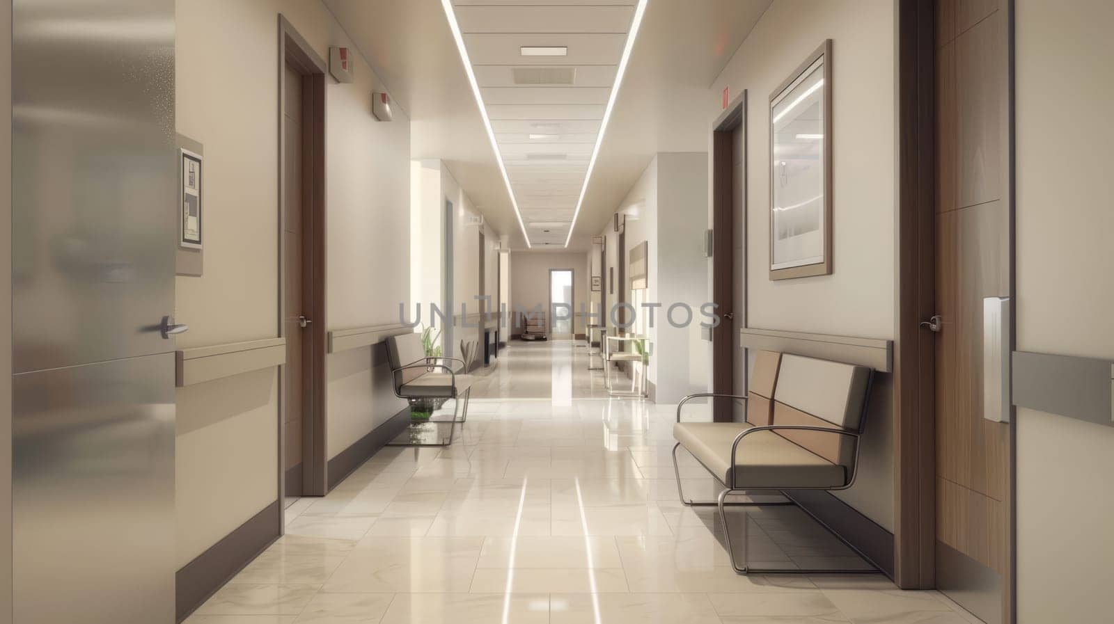 Hallway in a contemporary clinic with clean lines by natali_brill