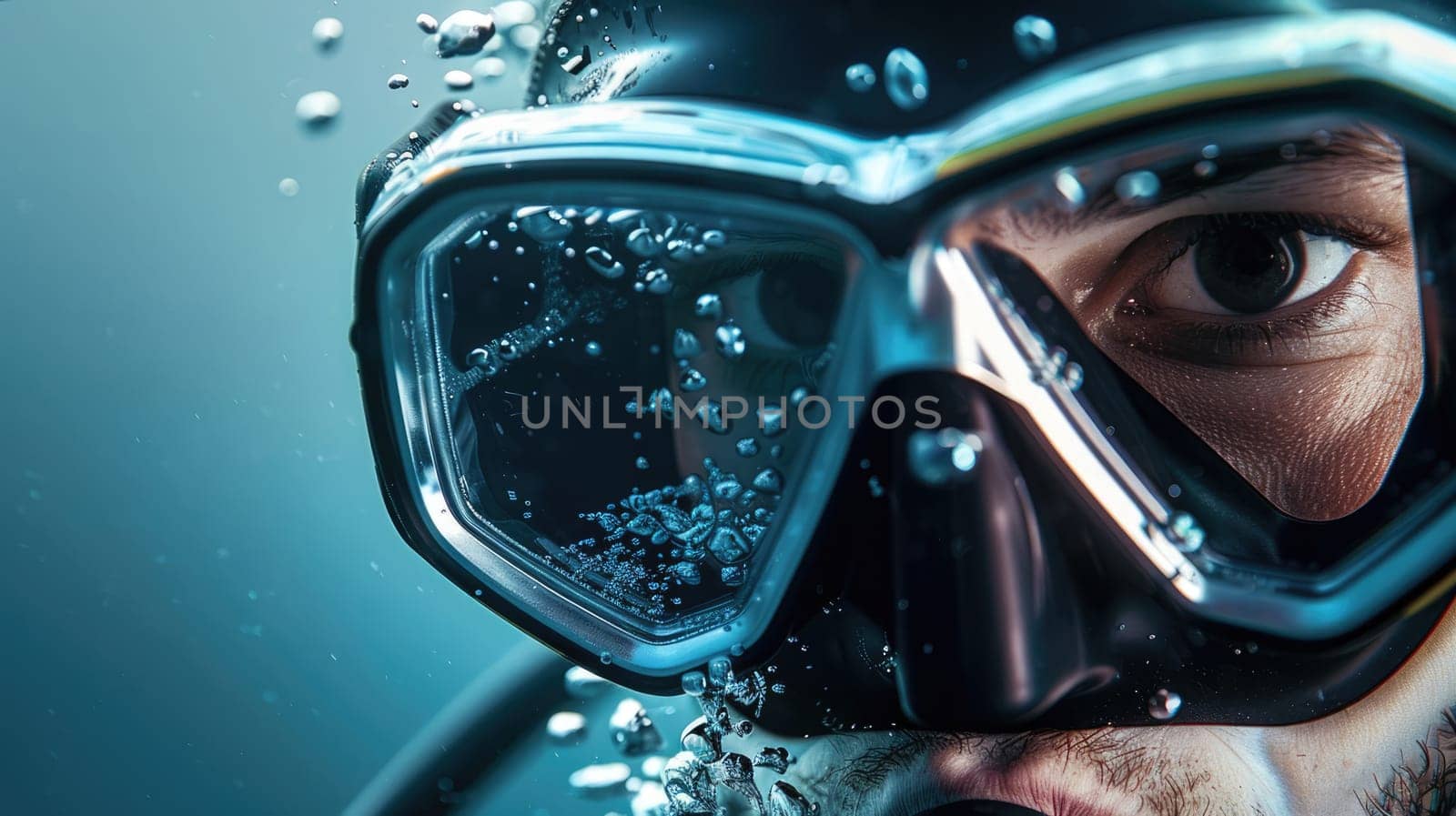 Man in scuba diving mask in water by natali_brill