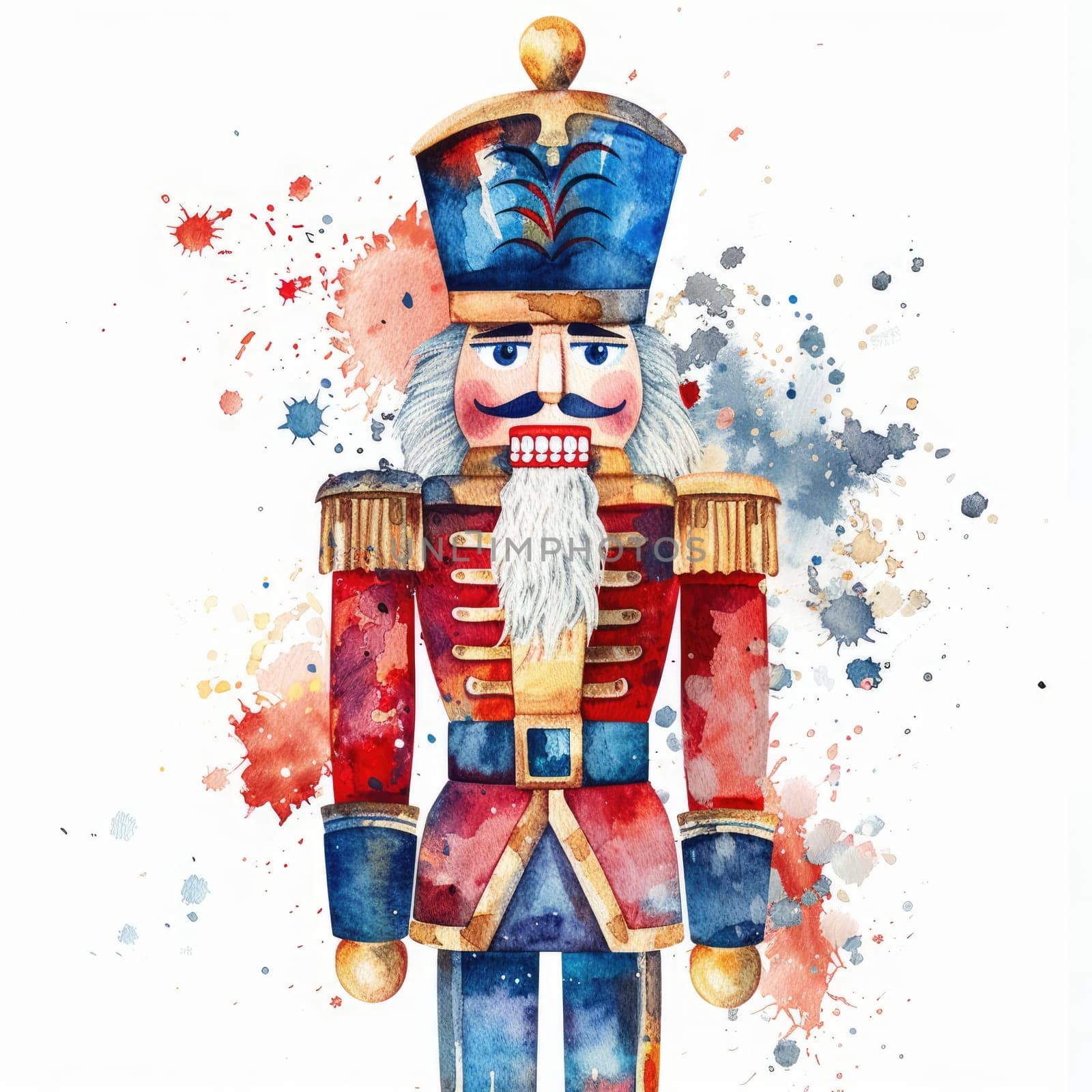 Nutcracker painted in watercolor on white paper by natali_brill