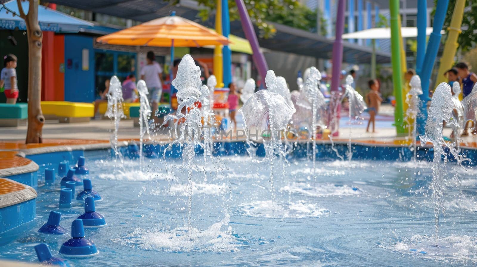 Children's area with water attractions AI