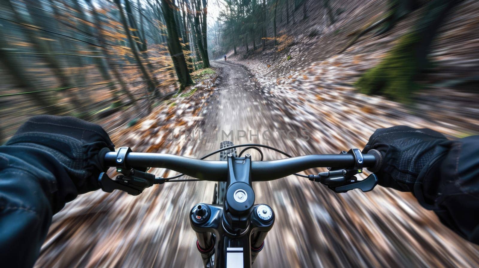 Descent from the hill on bicycle. First person view. Mountain bike ride by natali_brill
