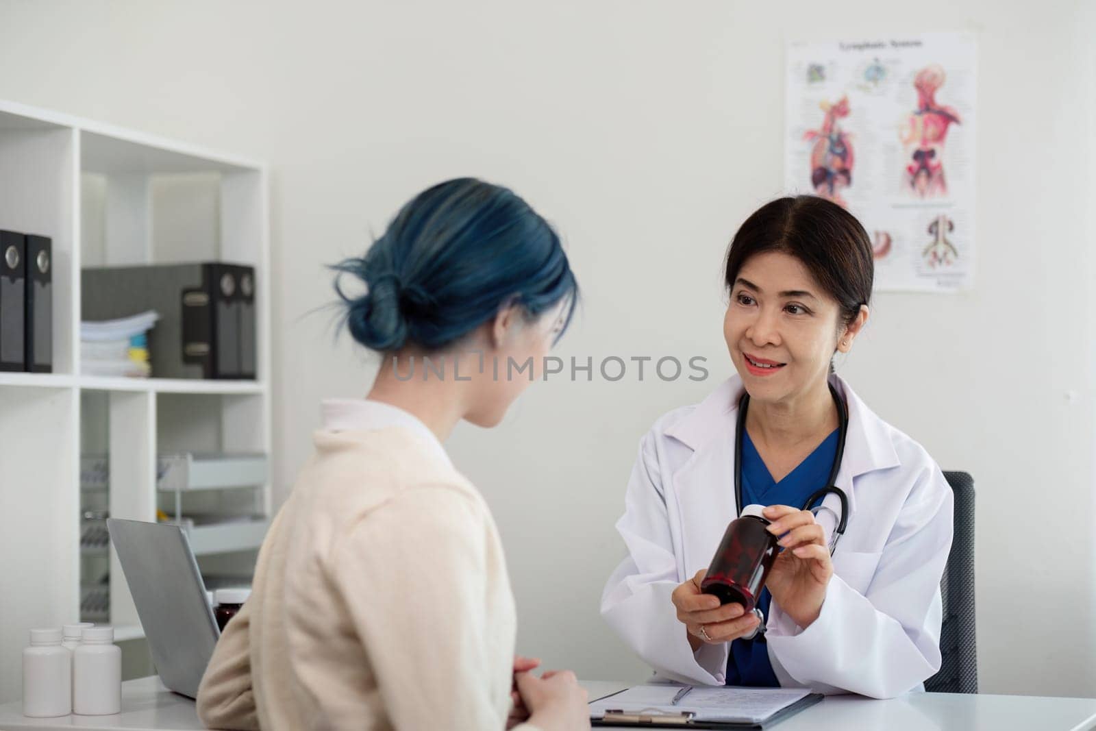Doctor women senior for healthcare, hospital and support with test results or exam . Senior nurse and woman patient clinic up and medical consultation.