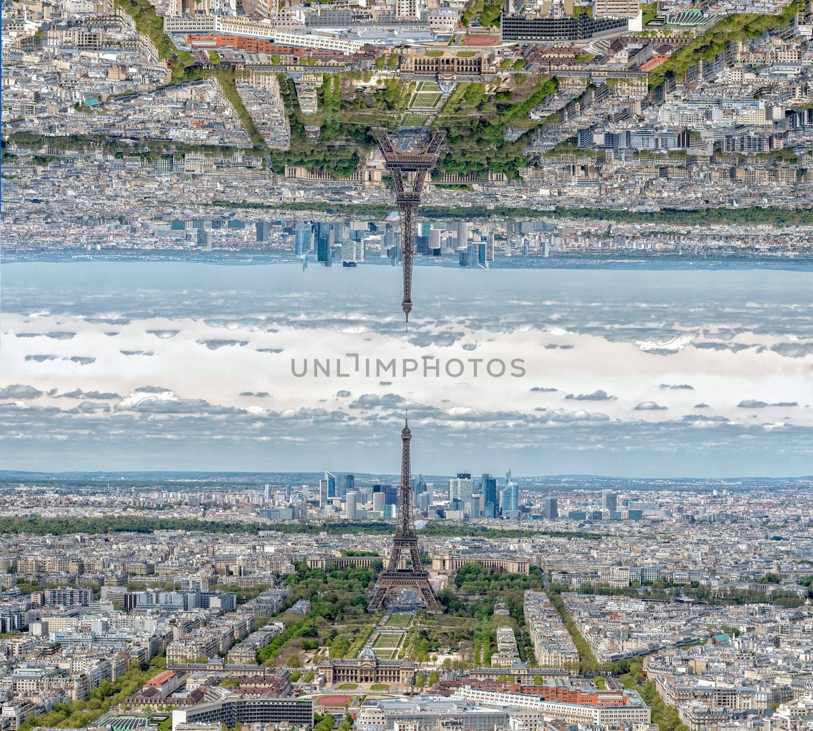 Paris Eiffel tower and city view aerial landscape by AndreaIzzotti