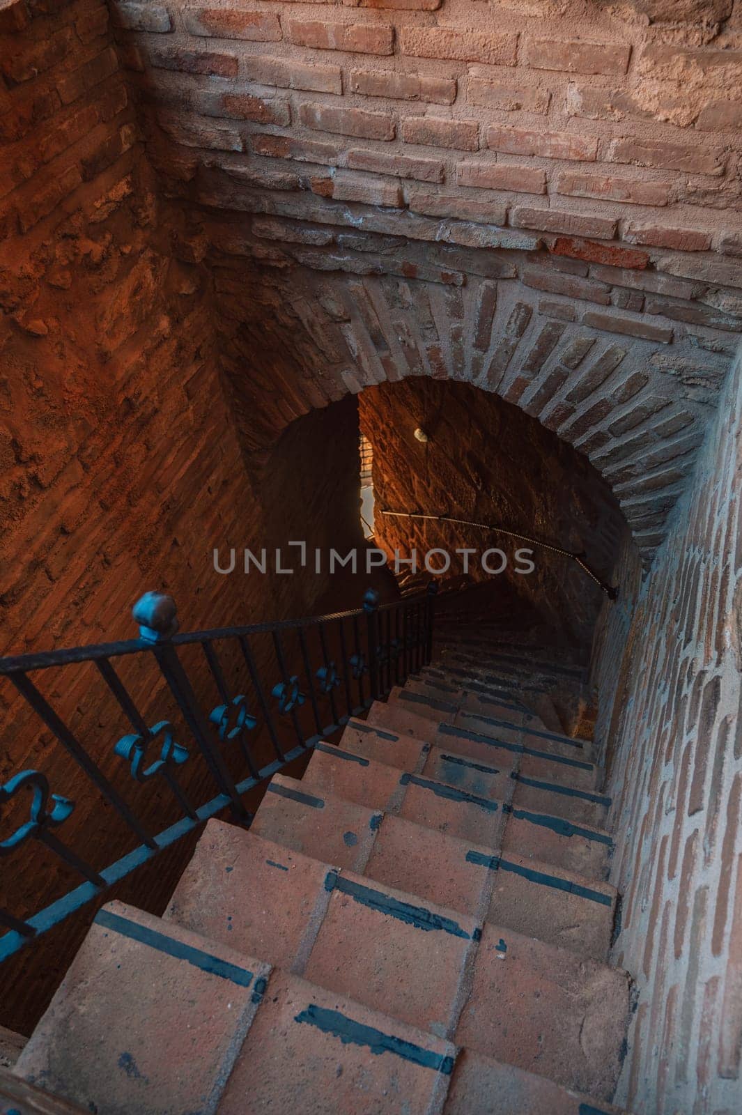 Upper part of the historical Red Tower - Kizil Kule, in Alanya Castle. The Red Tower is the symbol of the Alanya city, and the famous touristic place, Turkey (Turkiye).