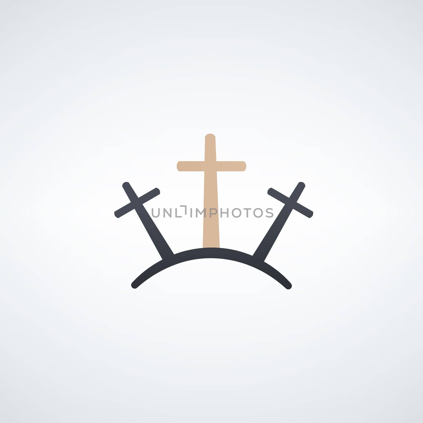 illustration of Good Friday banner, Three crosses icon. Christian faith crucifixion of Christ. by Kyrylov