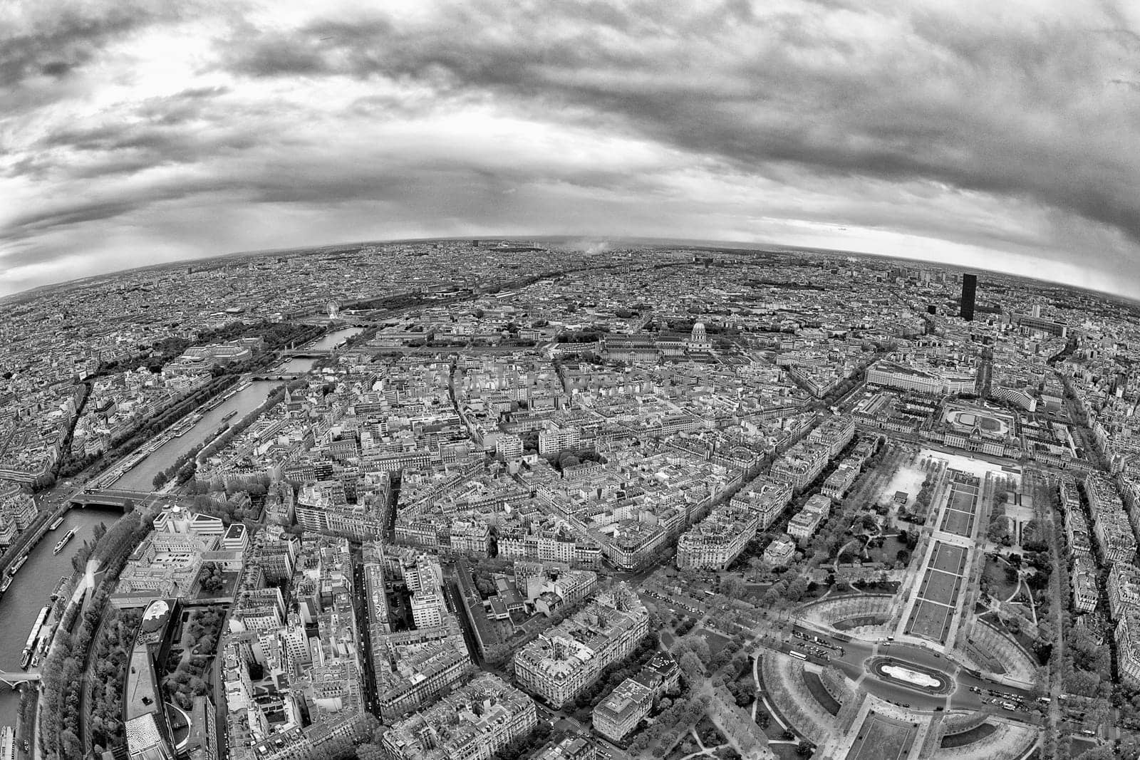 Paris aerial view landscape panorama from eiffel tower
