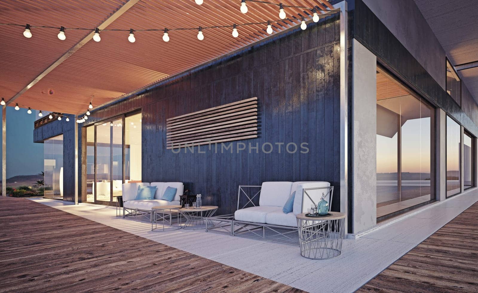 modern house building exterior. 3D rendering architecture concept