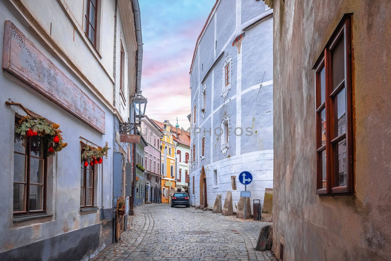 Scenic colorful street of old town of Cesky Krumlov by xbrchx