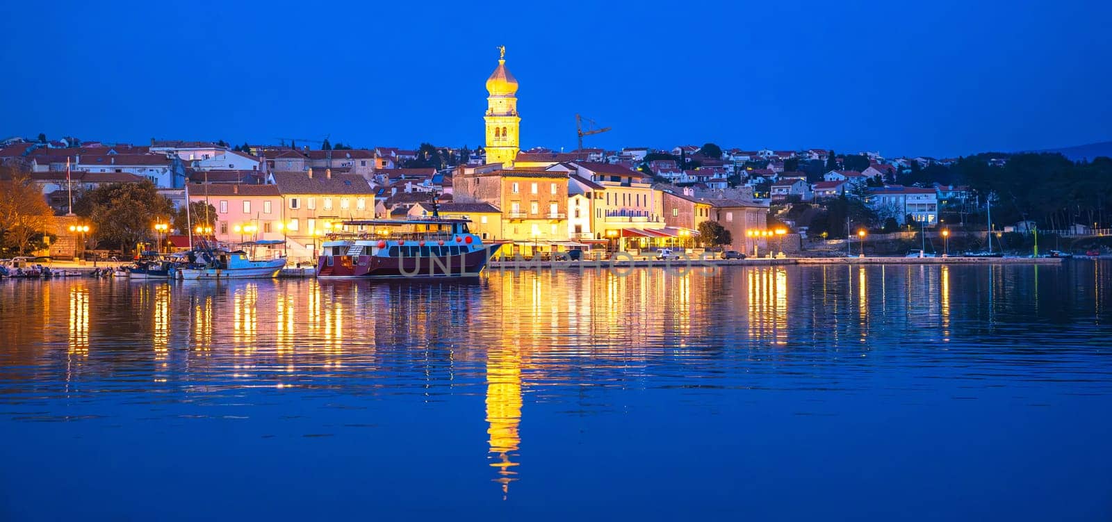Island town of Krk evening waterfront view, Kvarner region of Croatia