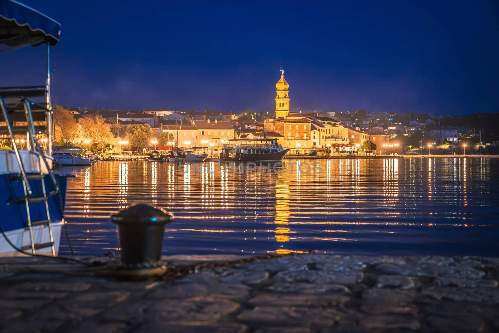 Island town of Krk evening waterfront view, Kvarner region of Croatia