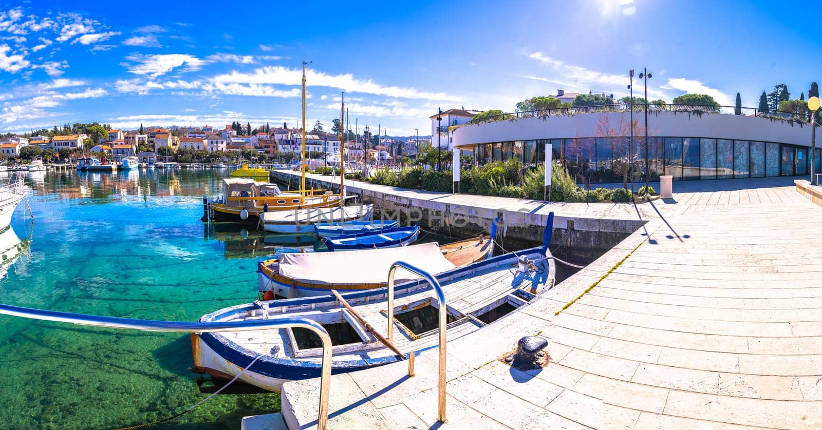 Krk. Town of Malinska harbor and waterfront view, Krk island in Croatia