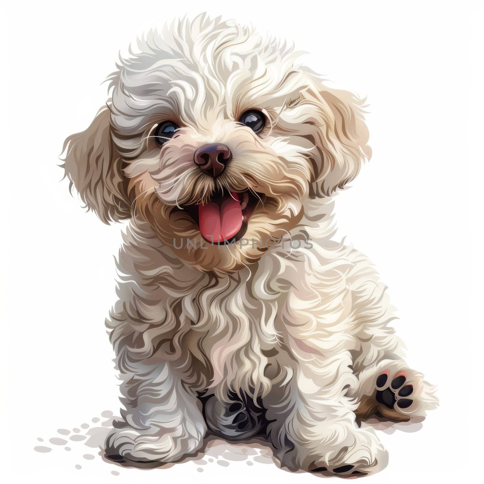 The Bichon Frise breed dog is isolated on a white background. Illustration.