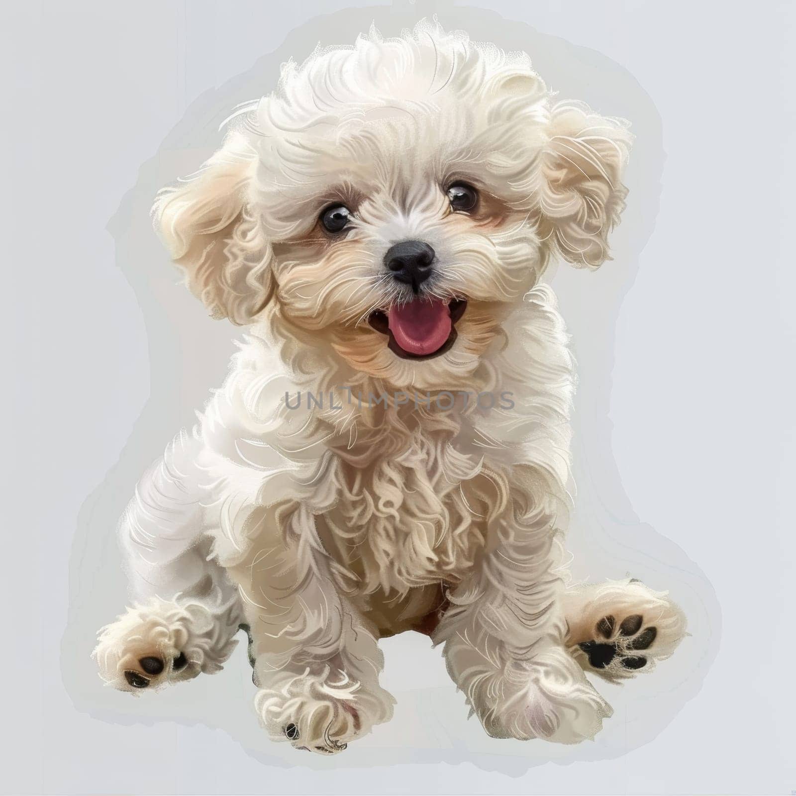 The Bichon Frise breed dog is isolated on a white background. Illustration.