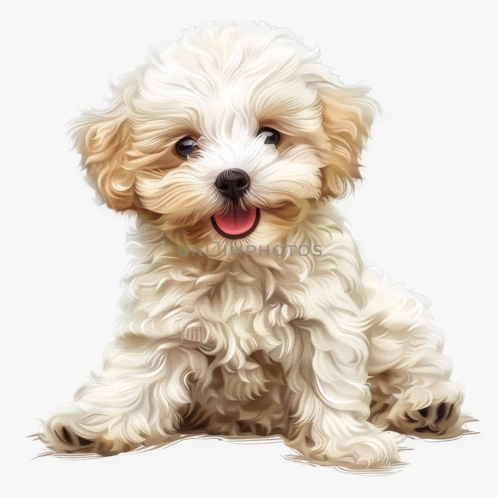 The Bichon Frise breed dog is isolated on a white background. Illustration.