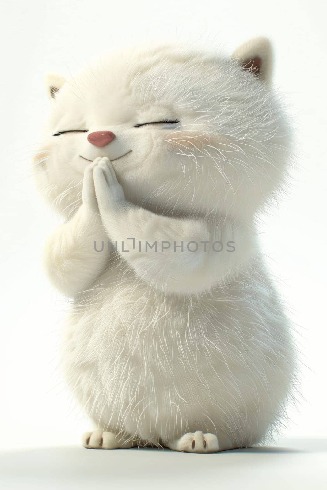 Cartoon fat cat on a white background. 3d illustration by Lobachad