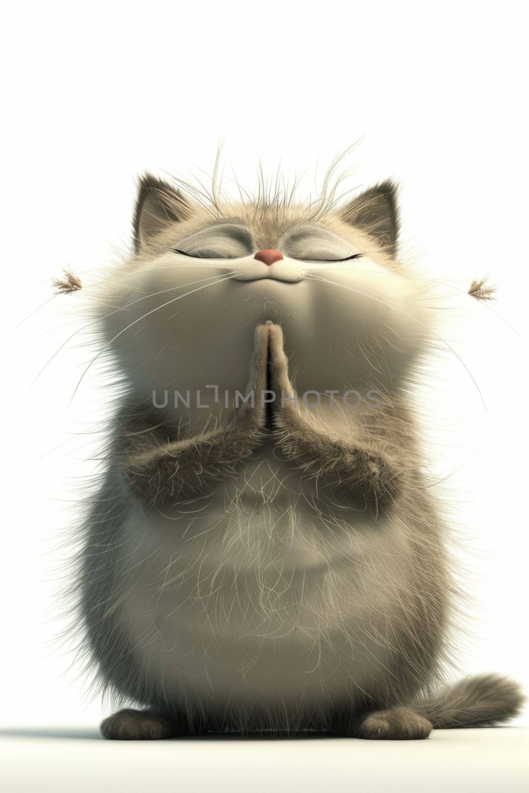 Cartoon fat cat on a white background. 3d illustration by Lobachad