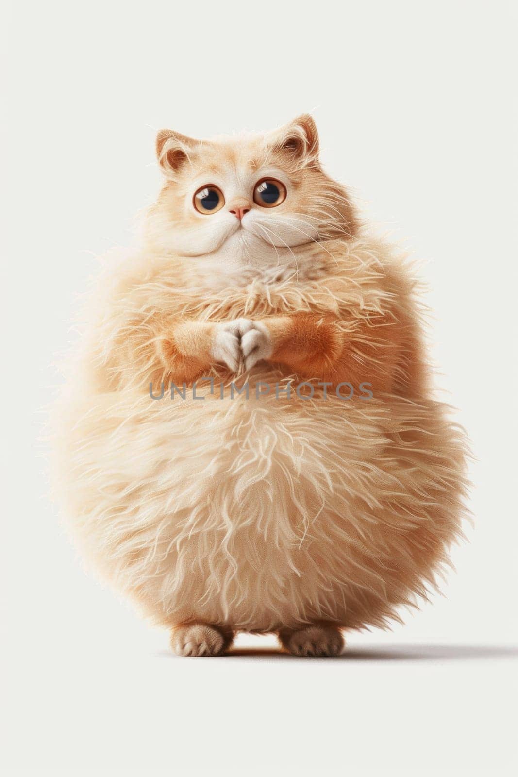 Cartoon fat cat on a white background. 3d illustration by Lobachad