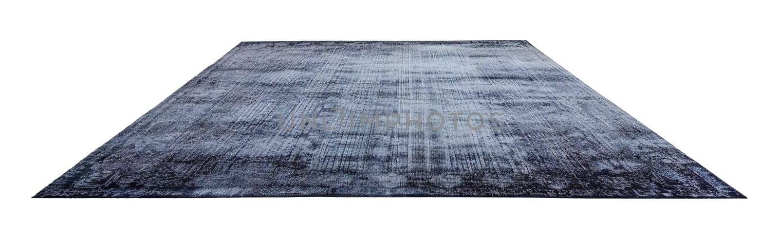 Modern, gray rectangular carpet, front view. Rug isolated on white background. Cut out home decor. Contemporary, loft style. Generative AI