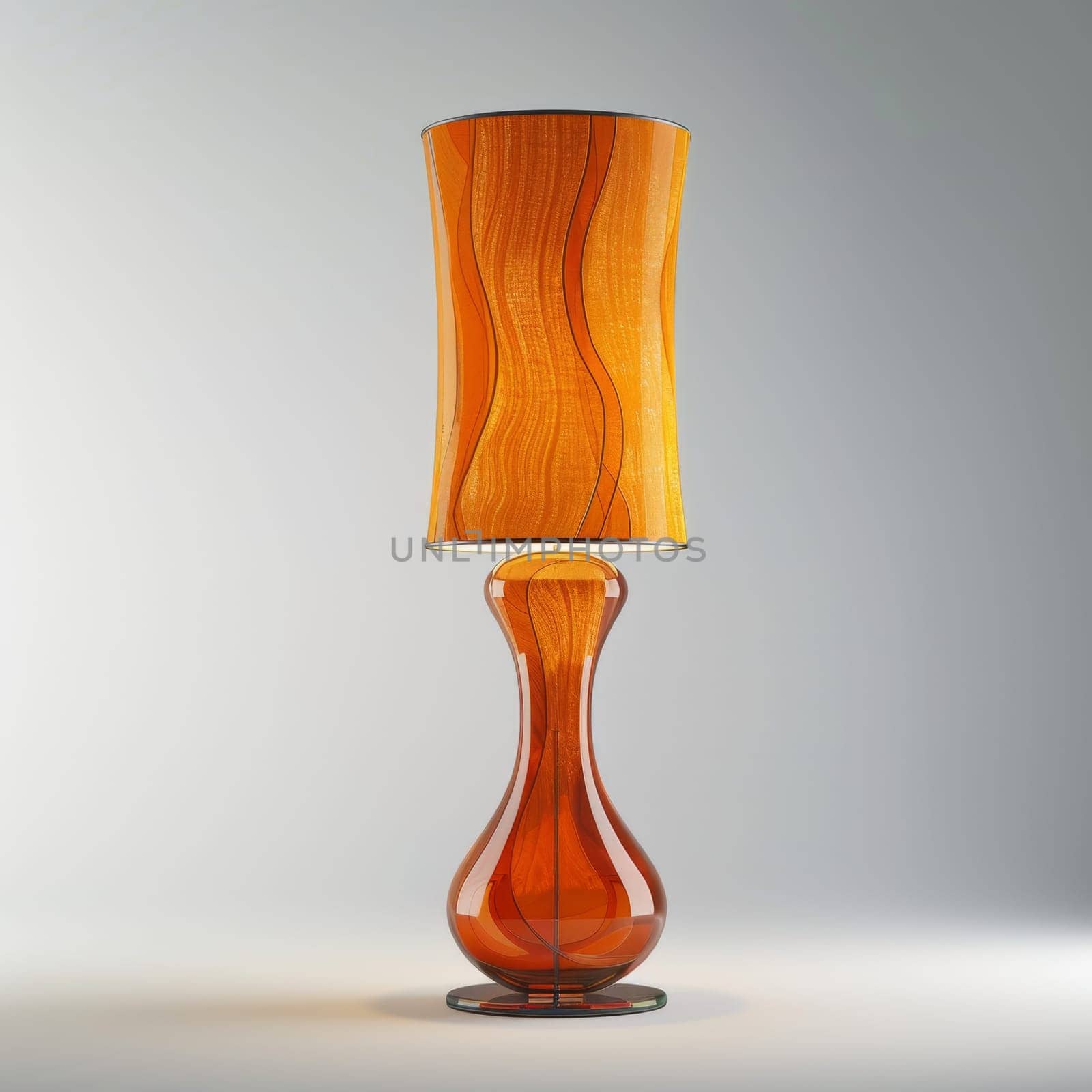 Stylish designer table lamp standing in the interior.