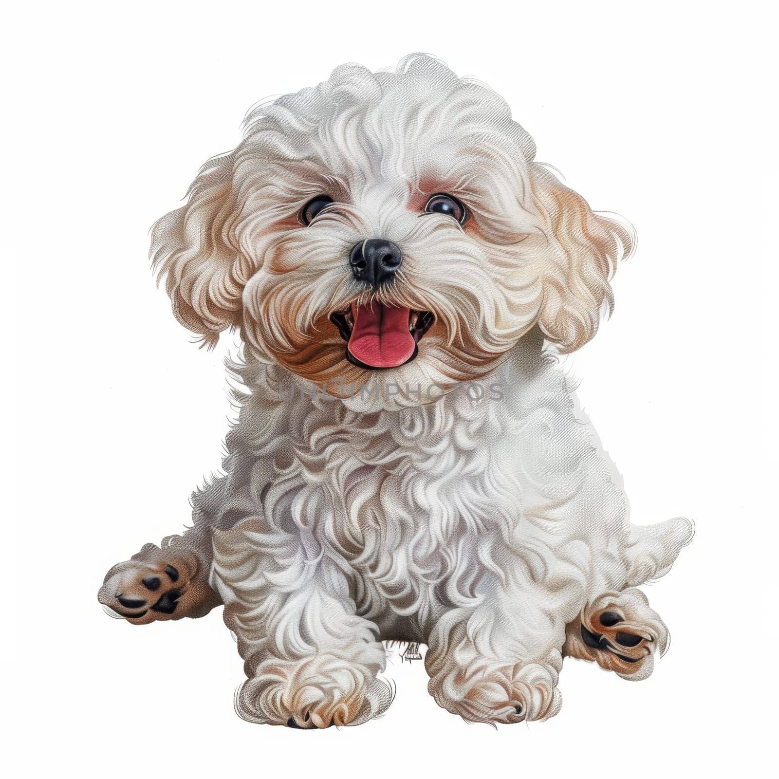 The Bichon Frise breed dog is isolated on a white background. Illustration by Lobachad