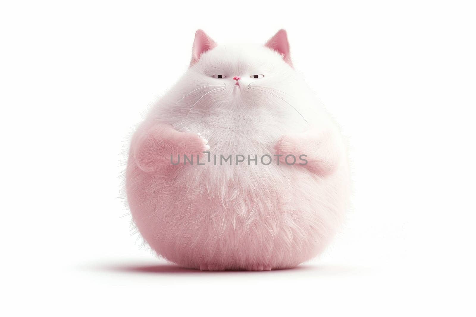 Cartoon fat cat on a white background. 3d illustration.