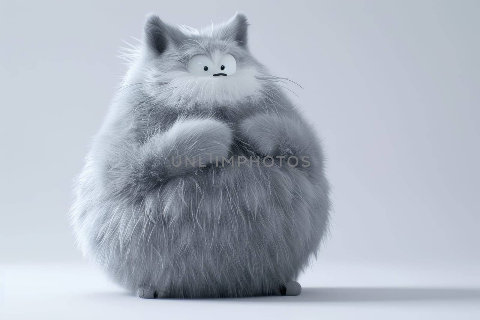Cartoon fat cat on a white background. 3d illustration by Lobachad