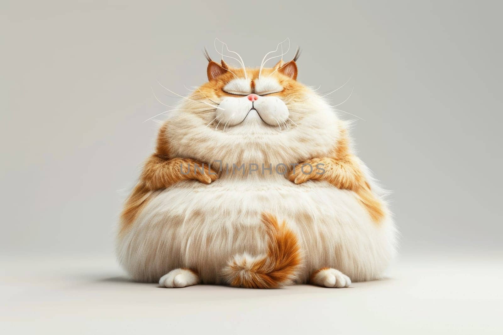 Cartoon fat cat on a white background. 3d illustration by Lobachad